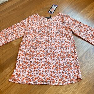 NWDT Mario Serrani Italy, long sleeve casual orange/pink floral blouse. Size XS.